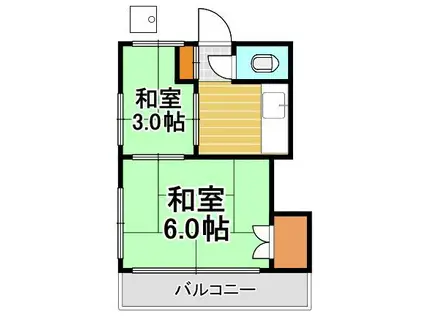矢吹荘(2K/2階)の間取り写真
