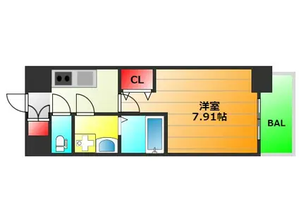 アーデン谷町(1K/8階)の間取り写真