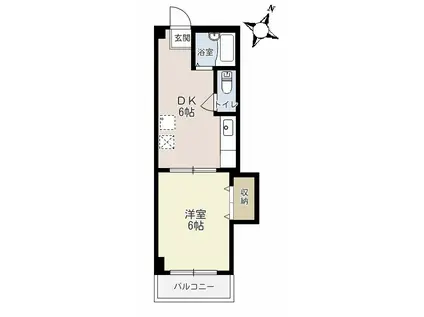 ビーンズバレイ(1DK/2階)の間取り写真