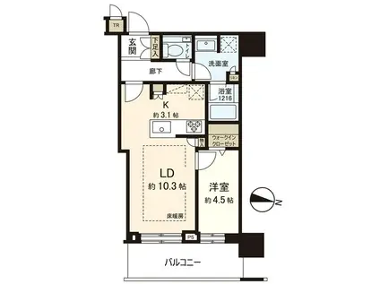 ONE札幌ステーションタワー(1LDK/10階)の間取り写真