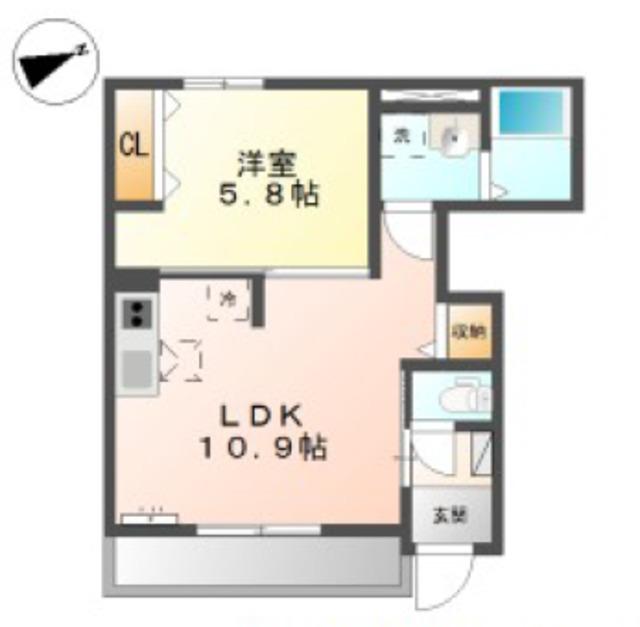 ジャルディーノ西平山(1LDK/1階)の間取り写真