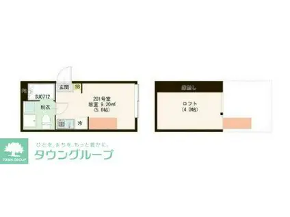 ハーモニーテラス若宮VI(ワンルーム/2階)の間取り写真