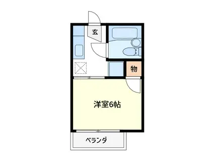 ソレイユ長谷川(1K/2階)の間取り写真