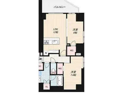 NOIRE北堀江(2LDK/2階)の間取り写真