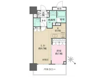 ブランズタワー豊洲(1LDK/28階)の間取り写真