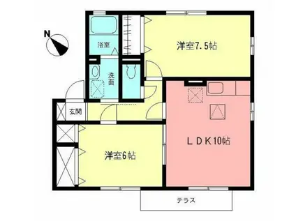 サンローズ鵠沼D(2LDK/1階)の間取り写真