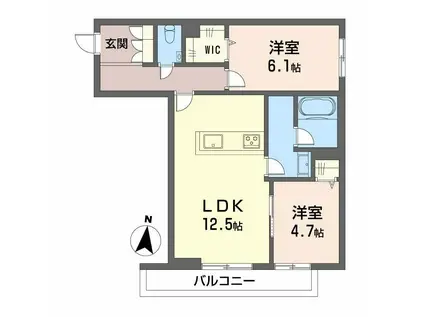 シャーメゾンHARU(2LDK/2階)の間取り写真