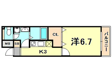 フローリスト二宮(1K/6階)の間取り写真