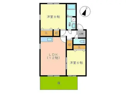 フィールドK(2LDK/1階)の間取り写真