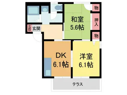 ファミール和(2DK/2階)の間取り写真