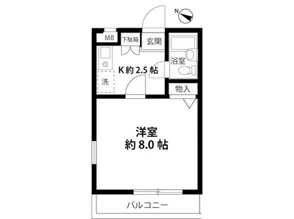 ヴィレッジ・イン・上板橋(1K/3階)の間取り写真