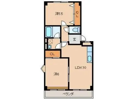 ハピネス松下II(2LDK/2階)の間取り写真