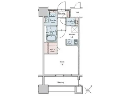 エンクレストベイサイド通(1K/7階)の間取り写真