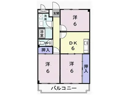 マンションローレル(3DK/2階)の間取り写真