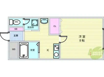 フェニックス豊中Ⅰ(1K/1階)の間取り写真