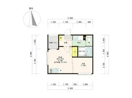 ハーモニーテラス荒子町II(1DK/2階)の間取り写真