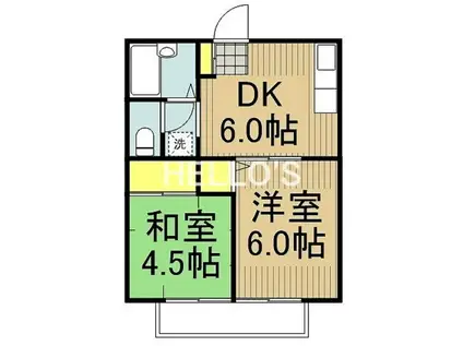 フラワーハイツB棟(2DK/2階)の間取り写真