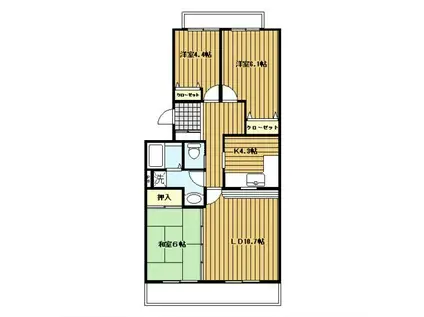 オクトス市ヶ尾2(3LDK/1階)の間取り写真