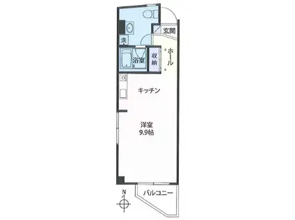 プレミールS(1K/4階)の間取り写真