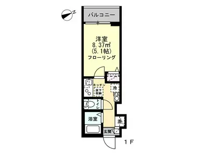グランクオール西調布(1K/1階)の間取り写真