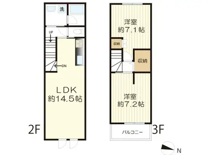 ブランニュー宮前(2LDK/2階)の間取り写真