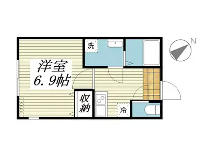 ラフェリシア相模原(1K/2階)の間取り写真