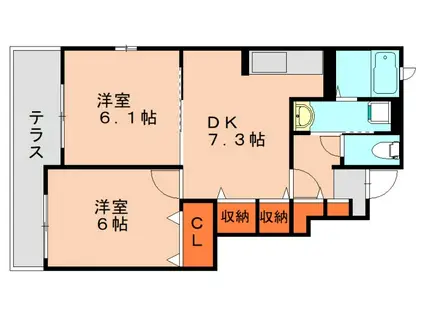 ガーベラI(2DK/1階)の間取り写真