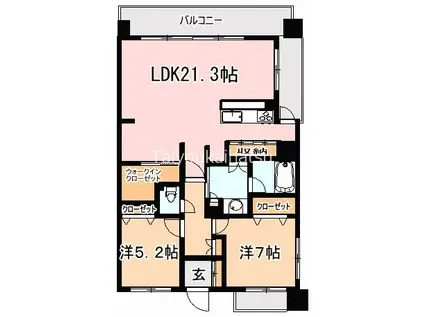 クレアホームズ鹿児島中央プレミアム(2LDK/13階)の間取り写真