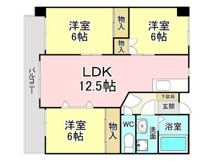 ハーベスト守恒(3LDK/6階)の間取り写真