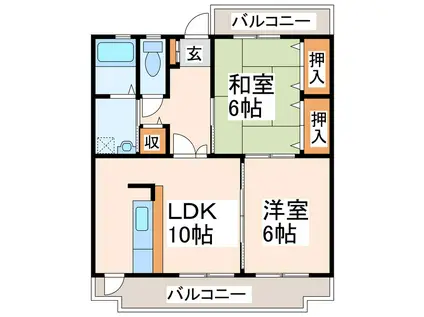 ハーベストパレス(2LDK/1階)の間取り写真