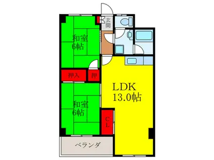 ロイヤルハイツ神田(2LDK/2階)の間取り写真