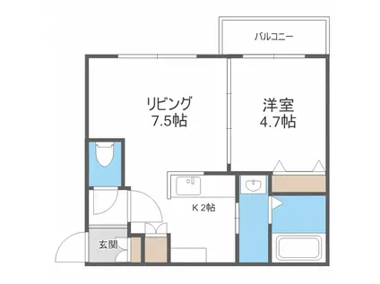 コートロティN9(1LDK/1階)の間取り写真