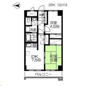 ロイヤルヒルズ柳生I(2DK/5階)の間取り写真