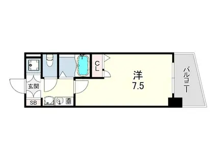 バーシティハウス原町(1K/2階)の間取り写真