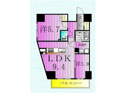 ラグゼナ北千住II(2LDK/3階)の間取り写真