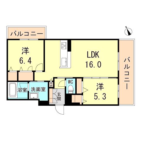SEASIDE HOUSE(2LDK/3階)の間取り写真