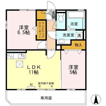 ミントA棟(2LDK/1階)の間取り写真