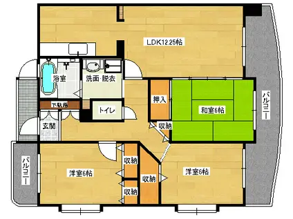 広島高速交通アストラムライン 毘沙門台駅 徒歩9分 6階建 築26年(3LDK/2階)の間取り写真