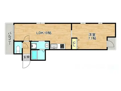 ツインズナガタ(1LDK/3階)の間取り写真