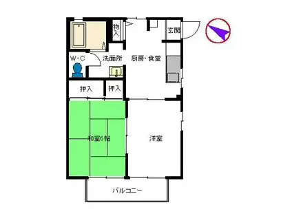 メゾンかわばたII(2DK/1階)の間取り写真