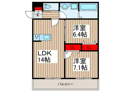 シエーナ新座(2LDK/2階)の間取り写真