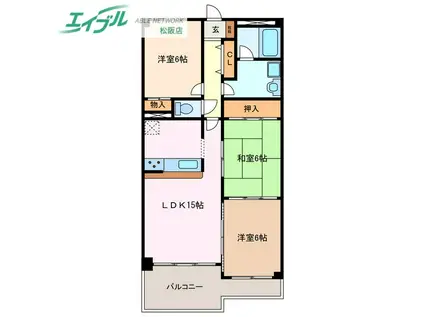 ヴィラNOA(3LDK/3階)の間取り写真