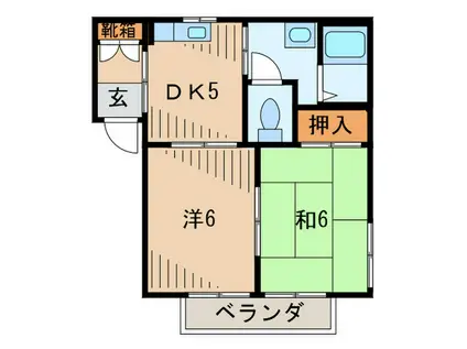 ハイツクアトロ(2DK/2階)の間取り写真