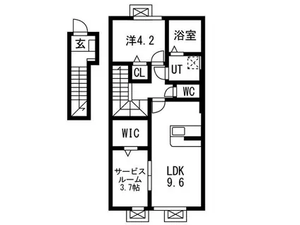 レジデンスII (1SLDK/2階)の間取り写真