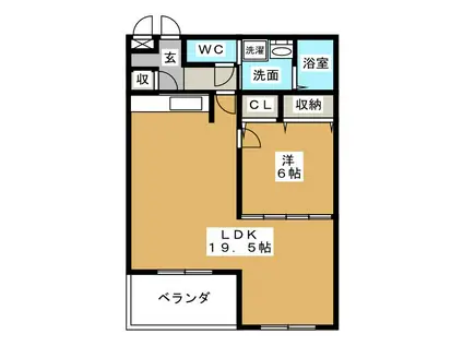 ベーシックマンションII(1LDK/2階)の間取り写真