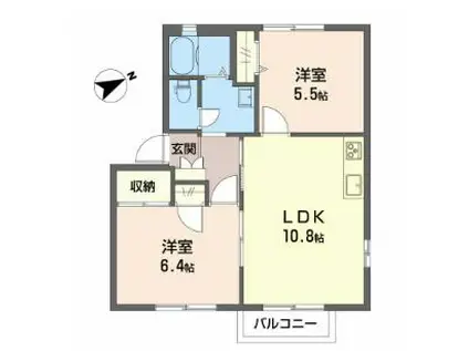 エルミタージュ(2LDK/2階)の間取り写真