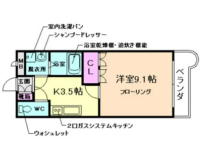 アシューレ彩都(1K/3階)の間取り写真