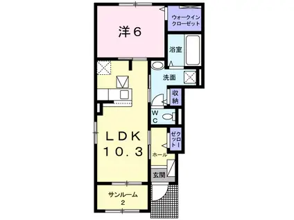 メゾン・ベル III(1LDK/1階)の間取り写真