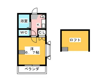 FLATS HAMAMATSU(1K/2階)の間取り写真