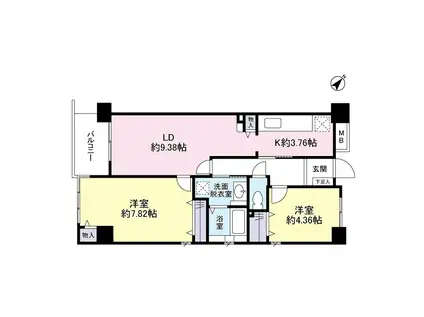 はせるろーわ(2LDK/2階)の間取り写真